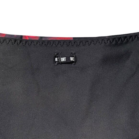 Victoria Sport Floral Mid Rise 7/8 Leggings Women’s M Black Red Stretch Pants - Picture 5 of 10